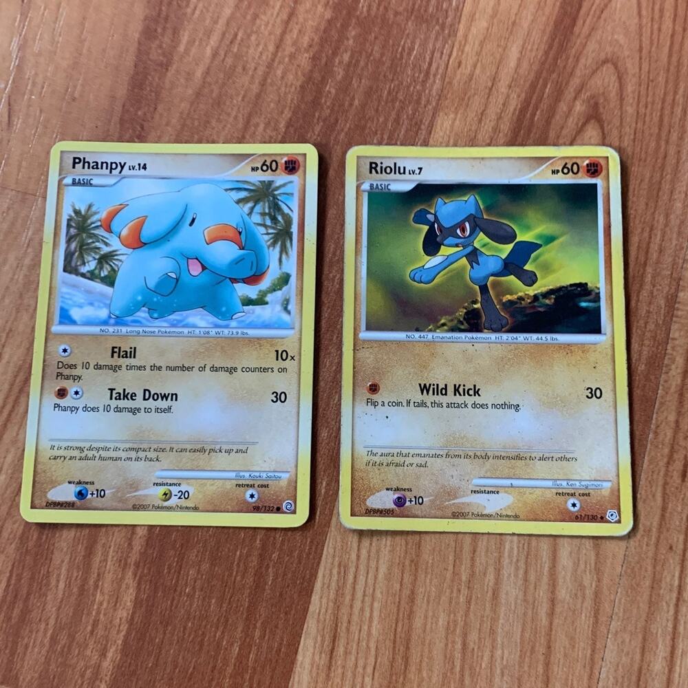 Phanpy and Riolu Pokemon Cards